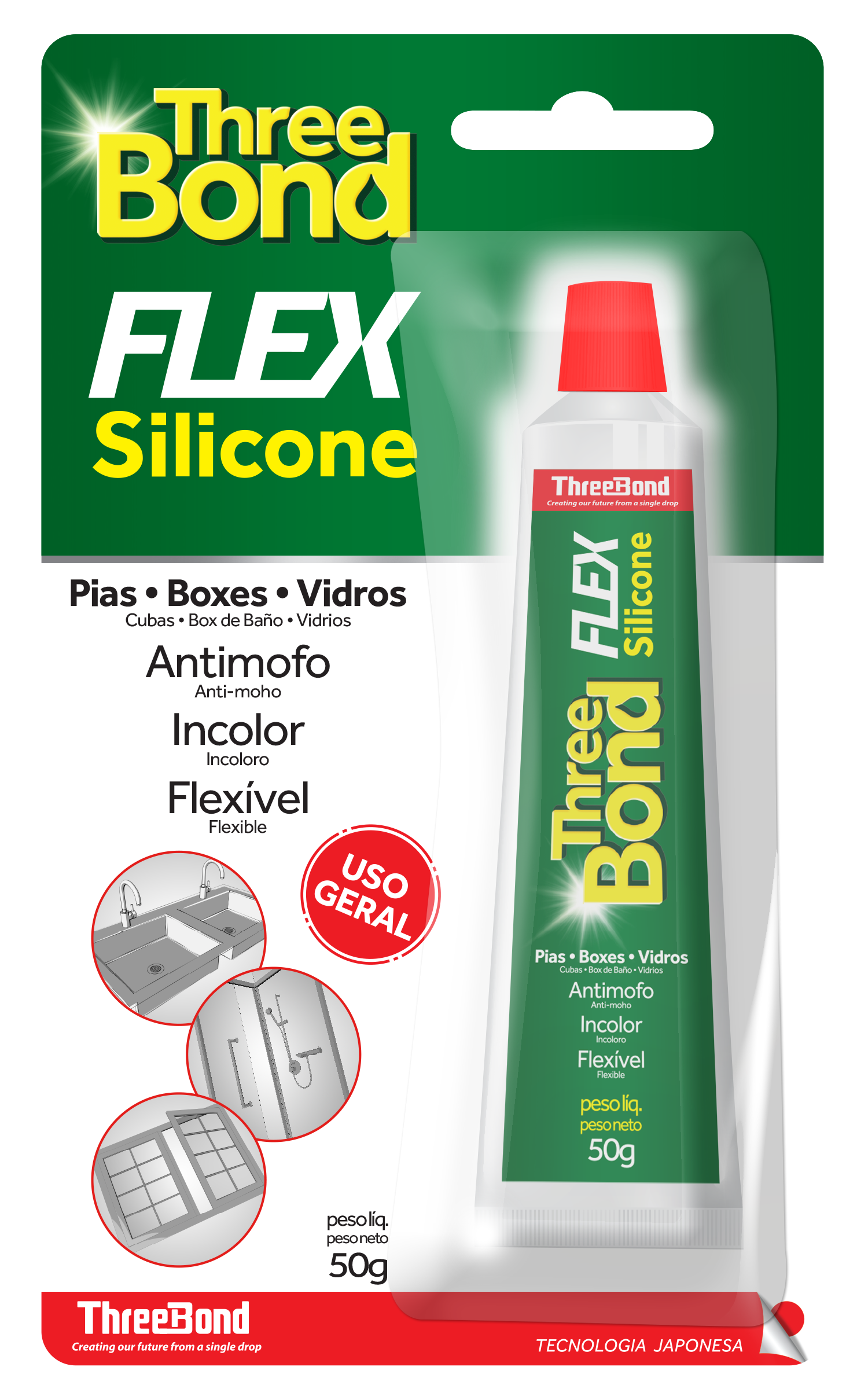 SILICONE ACETICO INCOLOR FLEX 50 GR