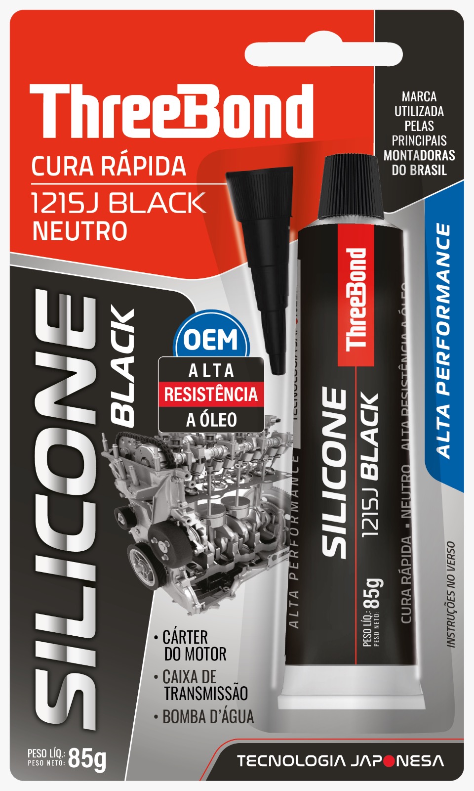 1215J - SILICONE NEUTRO PRETO 85 GR