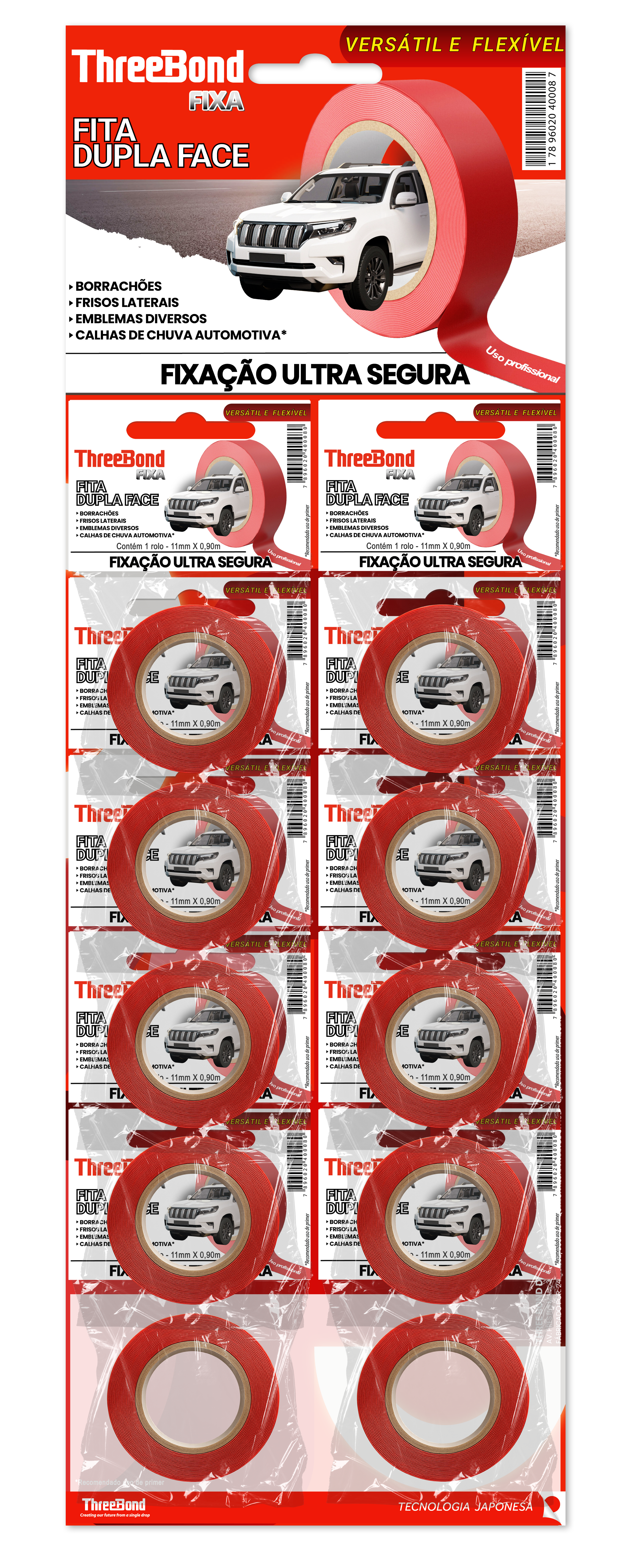 FITA DUPLA FACE AUTOMOTIVA 11MM X 0,9M - ...